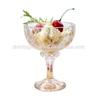 Glassware factory new design mini glass ice cream cup with high stem